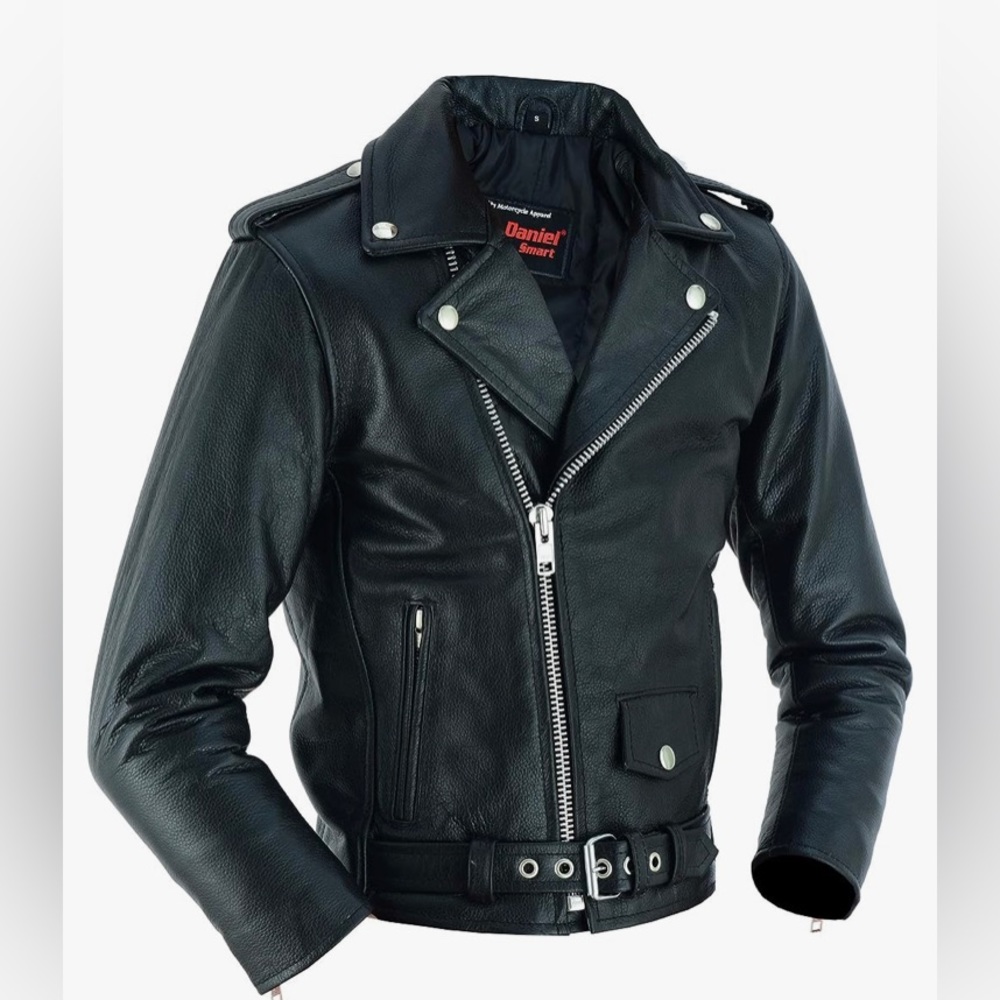 Daniel Smart Premium Leather Kid’s Jacket w/Plain Side Design & Multiple Pockets